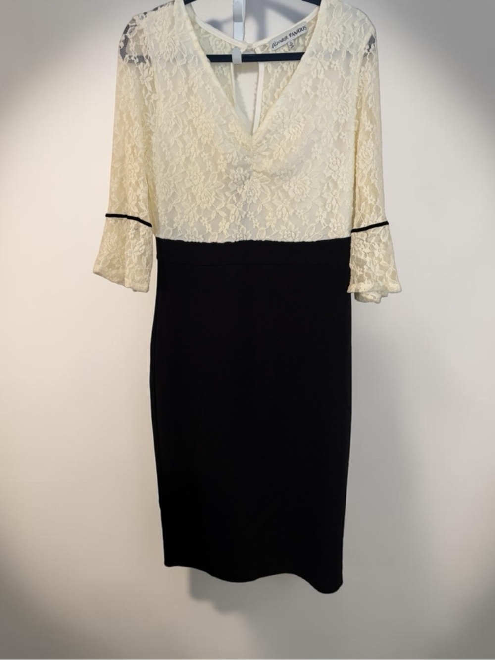 Lace Bodice Black & Ivory Midi Dress by Ann Taylor